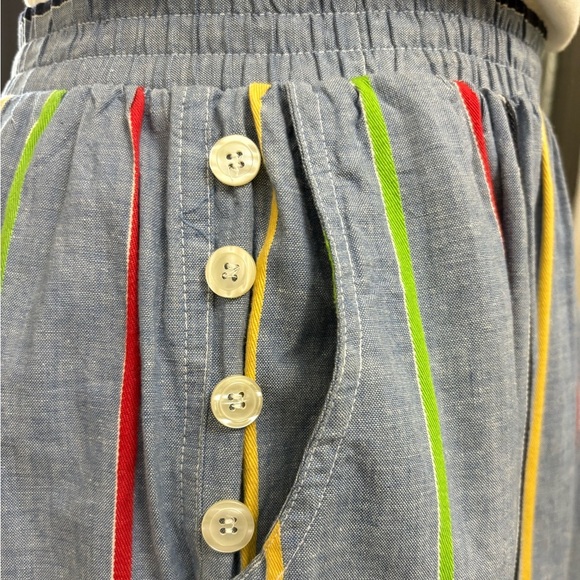 Vintage Chaus Sport Chambray Maxi Midi Skirt Rainbow Stripe - Picture 2 of 7